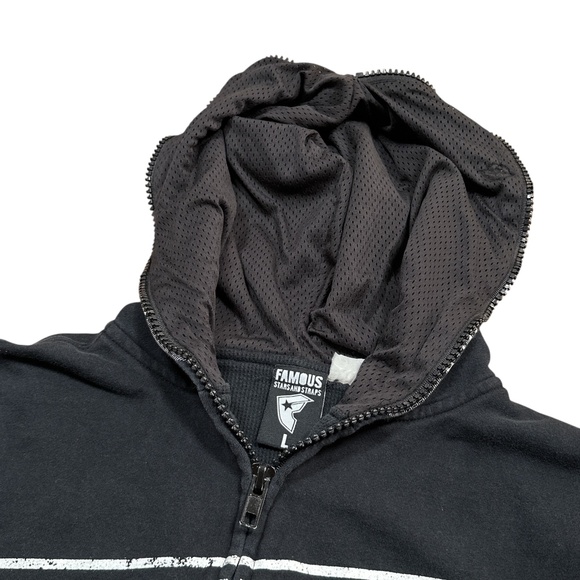 Vintage Y2K Famous Stars & Straps Ben Franklin Mask Zip Thermal Hoodie Mens L - Picture 5 of 10